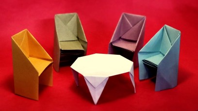 Table and Chairs with paper crafts